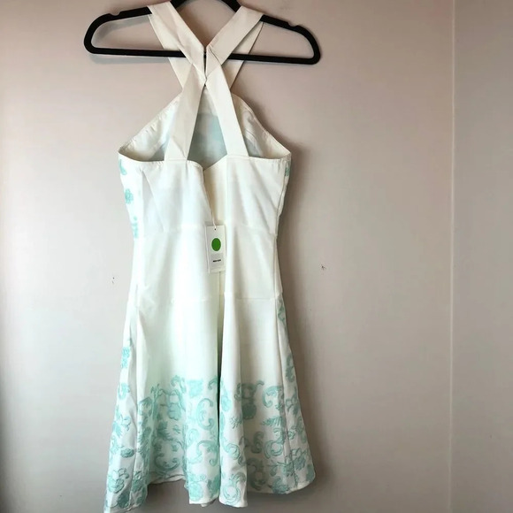 Foxiedox | Mint White Cross Back FIt & Flare Dress - Picture 4 of 8
